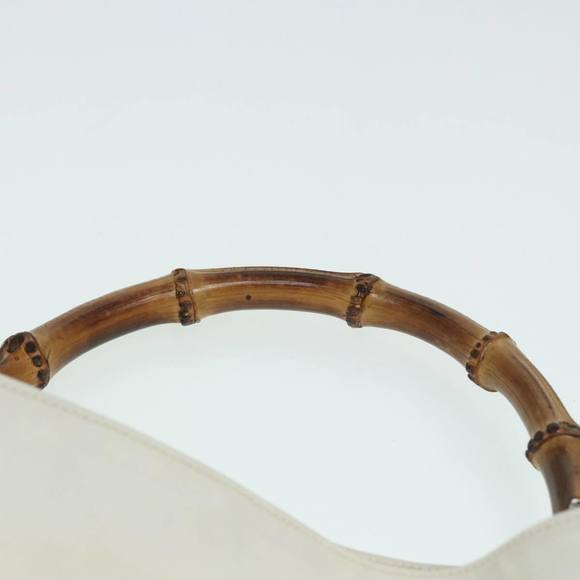 GUCCI Bamboo Hand Bag Canvas White 001 1705 1577 Auth 83496 - Picture 8 of 16